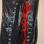 stunning PVC dress with red ribbon lace up detail in front Image 5