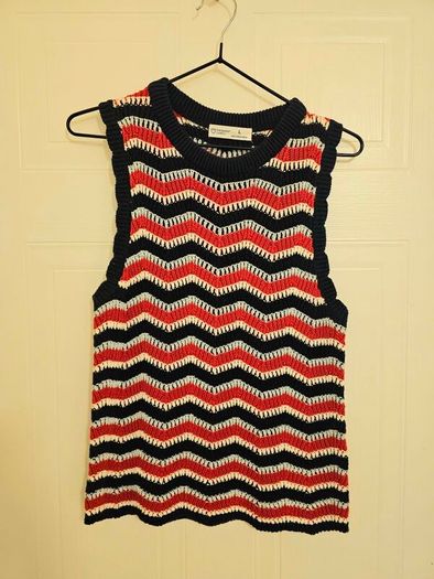 Retro style sleeveless knit top, 100% cotton size L(UK12)