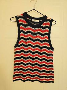 Retro style sleeveless knit top, 100% cotton size L(UK12)