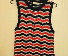 Retro style sleeveless knit top, 100% cotton size L(UK12)