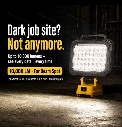Cordless LED Work Light for DeWalt 20V Battery, 40 led