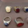 Antique Lot of 15 Handmade Brass Rings Mixed Gemstone & Glass Designs Image 4