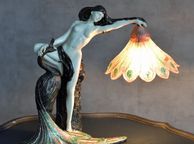 main image for ad Art Nouveau Pure Extravagant Table Lamp  Lady with Peacock