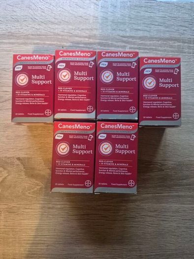CanesMeno Multi Support menopause support supplement. Red Clover + 19 vitamins & minerals
