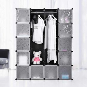 Boltless wardrobe Black storage unit   858 L