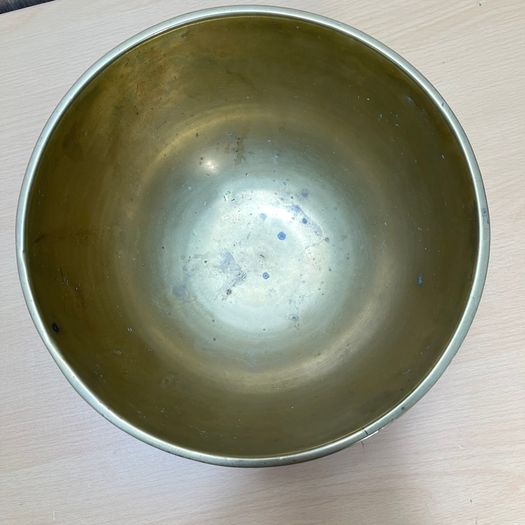 Vintage Chinese Brass Engraved Dish Bowl 24cm China c1930s Old Patina