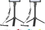 2 Packs Portable Photography Lighting Kit Dimmable 5600K USB 66 LED Video Light with Mini Adjustable Tripod Stand and Color Filters for Table Top/Low Angle Photo Video Studio Shooting (FREE POSTAGE)