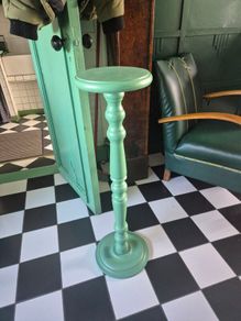 Vintage solid heavy wood painted Plantstand