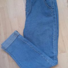 Elastic Waist Ankle Jeans with cuff.