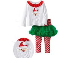 Santa Top with Ruffle Skeggings