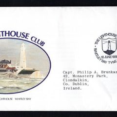 1985 Great Britain 22p Lighthouse with Whitley Bay Tyne and Wear Cancel on Illustrated Cover showing St. Mary's Lighthouse Whitley Bay issued by The Lighthouse Club First Day Cover (FDC)