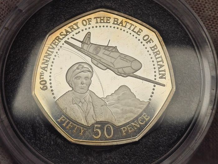 Bailiwick of Guernsey Silver Proof Piedfort 2000 50p 60th Anniversary of Battle of Britain
