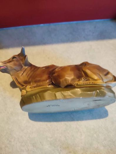 Vintage Paper Mache Lying Cow/Ox Christmas Nativity Made in Japan
