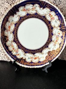 Antique Crown Staffordshire Cobalt Blue and Gold Plate