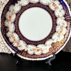 Antique Crown Staffordshire Cobalt Blue and Gold Plate