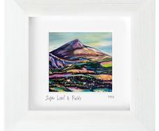Sugar Loaf and Fields, mini framed brint by artist Helen Mathews