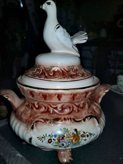 Stunning Antique handmade large lidded bowl
