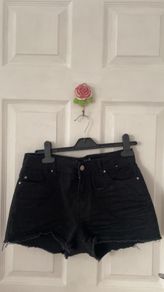 Black denim shorts