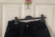 Black denim shorts