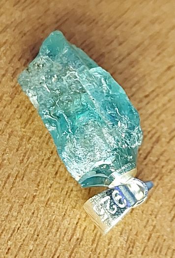 5.5ct Blue Apatite Crystal on 925 Silver bail