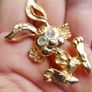 Vintage Gold Tone Bunny Rabbit Brooch Image 3