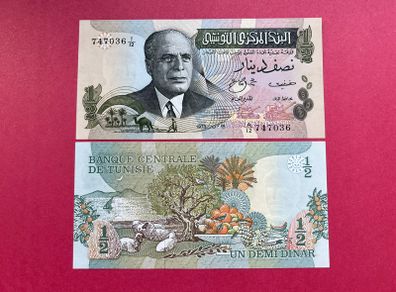 Tunisia  1/2 Dinar  1973  Pick  69a.  ( Uncirculated )