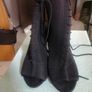Black stretch peeptoe stiletto ankle boots Image 2