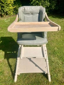 1950s Solid Wood Upholstered Highchair