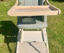 1950s Solid Wood Upholstered Highchair