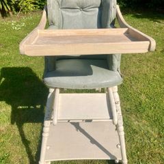1950s Solid Wood Upholstered Highchair