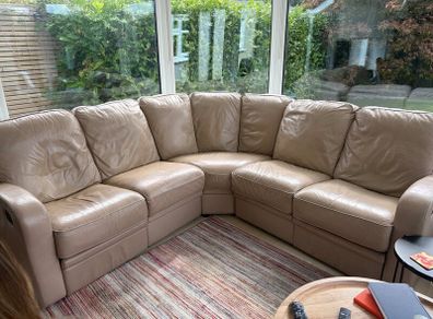 Corner sofa cream leather