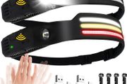 2 Packs Head Torch Rechargeable, Super Bright COB LED Head Torch 8 Lighting Modes Headlamp with Motion Sensor IPX4 Waterproof Lightweight Running Head Torch for Running Cycling Camping Fishing