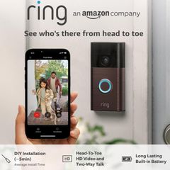 Ring Battery Video Doorbell | DIY Wireless Video Doorbell Camera with Head-To-Toe View, HD Video |