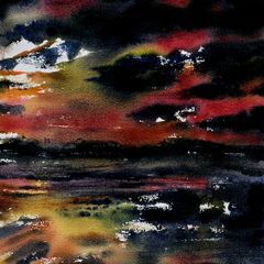 bundoran beach sundown watercolour