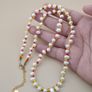 Natural Freshwater Pearl & Red Yellow Glass Beads Necklace Image 4