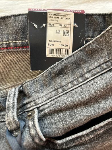 BNWT Tommy Hilfiger Mens Grey TH Flex Extra Slim Fit Layton Jeans 32/32