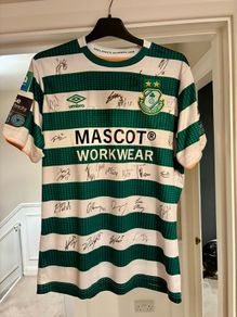 Match worn jersey of Richy Towel , in his final season with shamrock Rovers, Four in a row league champions league