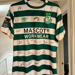 Match worn jersey of Richy Towel , in his final season with shamrock Rovers, Four in a row league champions league