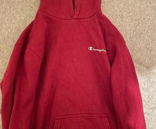 Champion Men's Burgundy and Red Hoodie