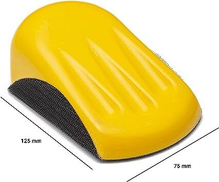 Glass Polish 15901 Foamed Hand Sanding Block for 125mm Hook & Loop Grip Abrasive Discs - 75 x 125mm
