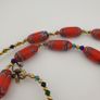 Antique Venetian Style Orange Trade Beads Necklace Image 5