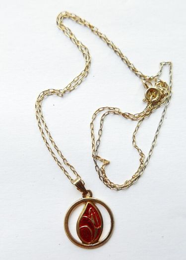 Vintage Sterling Silver 925 Gold Plated Chain with Pendant , length 20" - 2,8g