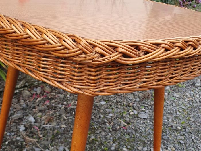Very Rare Mid Century Wicker Table