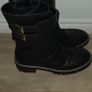 M&S Black Military Style Leather Lace Up Zip Buckle Boots Image 2