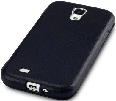 New Samsung I9500 Galaxy S4 Gel Case W/ Front Flap Black With Free Screen Protector