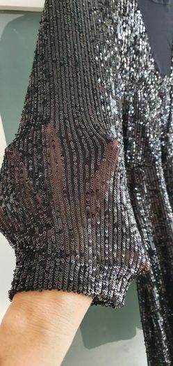 UNSIGNED black sequins and sheer bodycon Sz 8