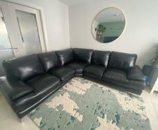 black leather sofa