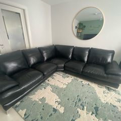 black leather sofa
