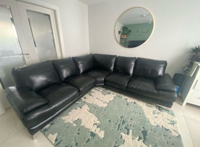 black leather sofa