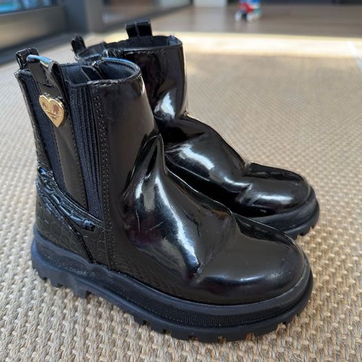 Patent black River Island boots
